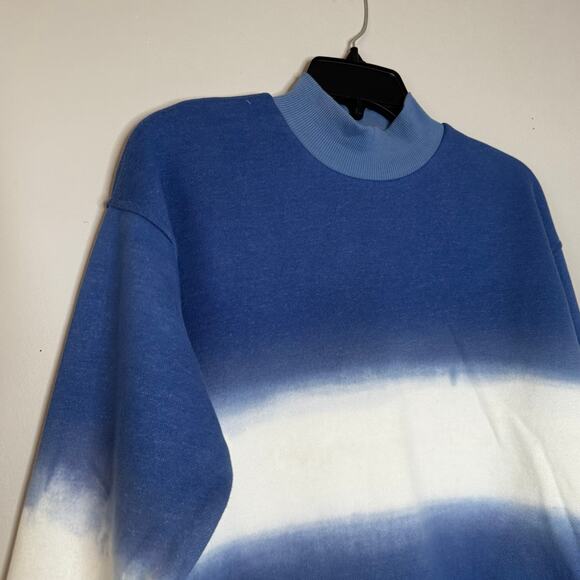 Oat Blue White Striped Turtleneck Sweatshirt Long Sleeve Cozy NWT Size S - Picture 3 of 8